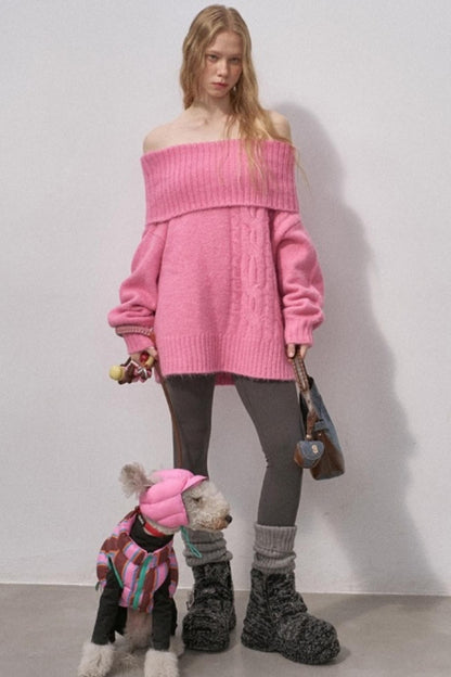 One-Shoulder Cable-Knit Sweater