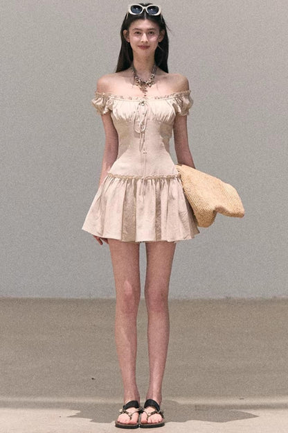 Lyocell Linen Puff Sleeve Dress