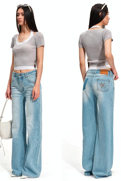 Shiny Vintage Denim Pants