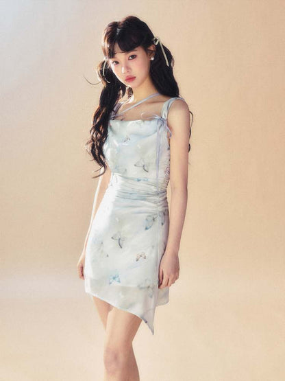 Butterfly Gather Suspender Dress