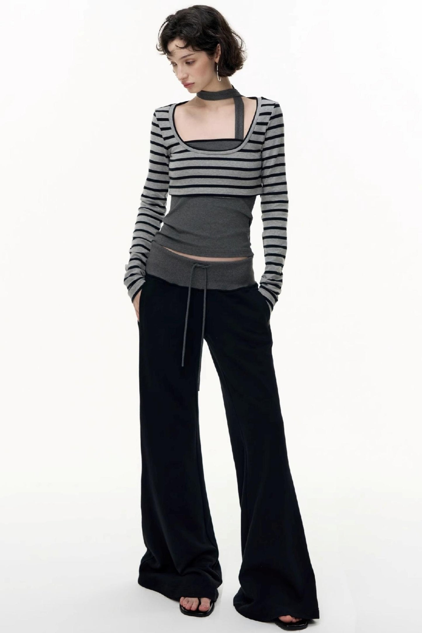 Flared Cotton Wide-Waisted Sweatpants