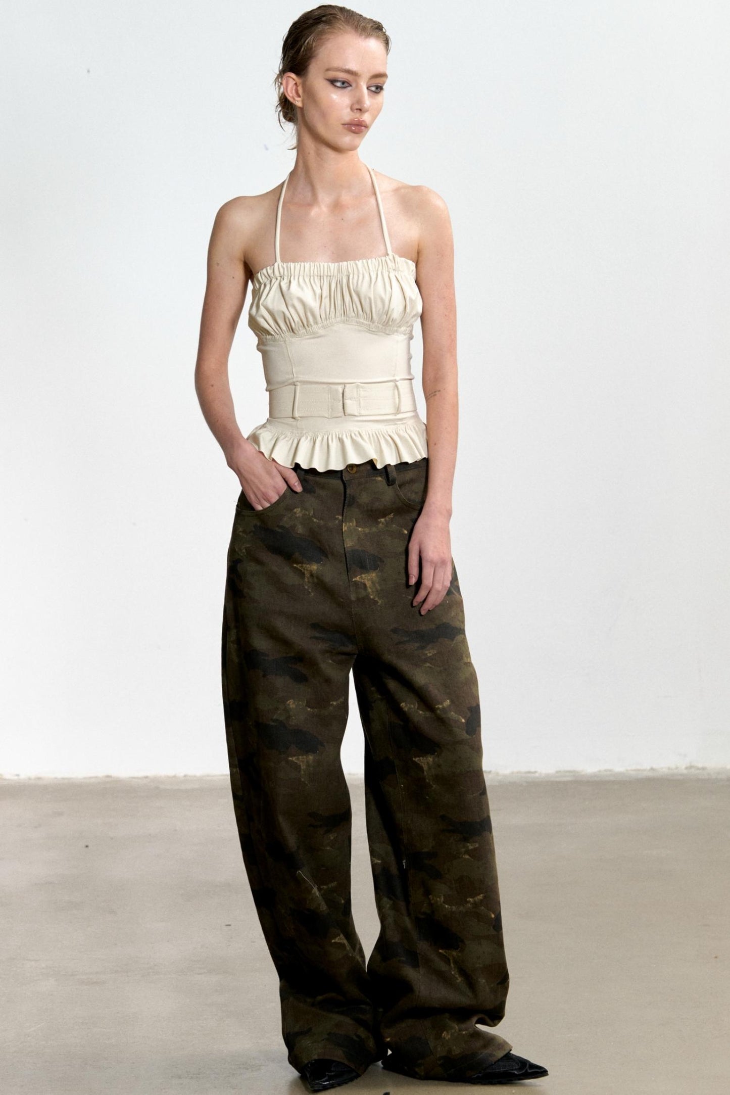 Vintage Camouflage Wide-Leg Jeans