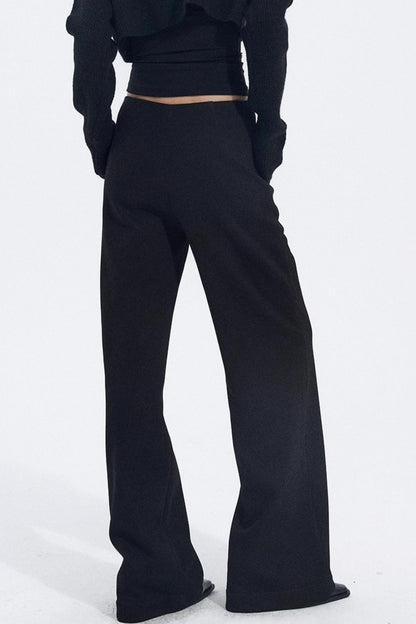 Solid V-Waist Fleece Pants