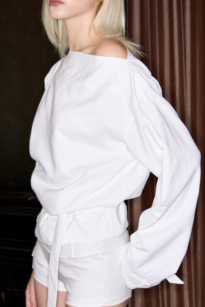 One-Shoulder Micro Fleece Pullover Top