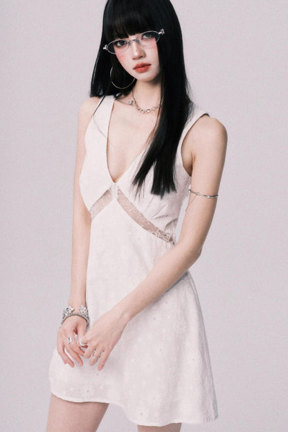Summer Lace V-Neck Vest Dress