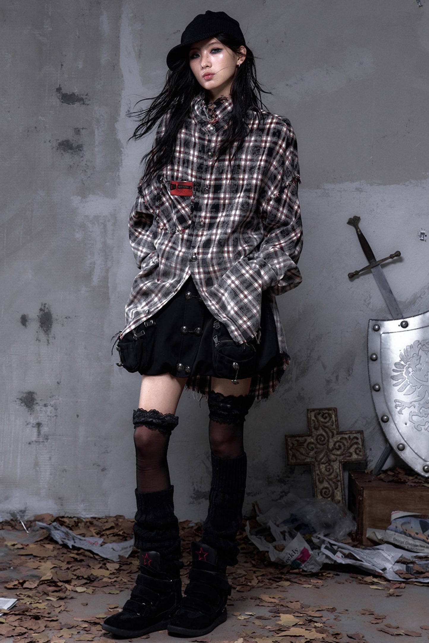 Gray Plaid Punk Shirt