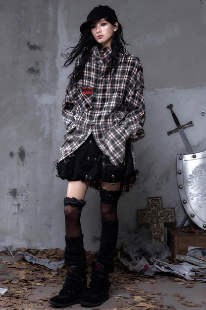 Gray Plaid Punk Shirt