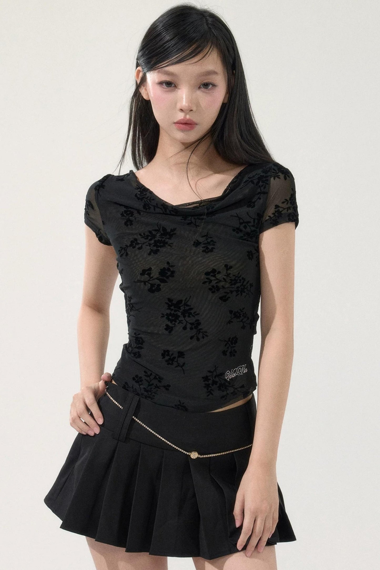 Romantic Velvet Floral Top