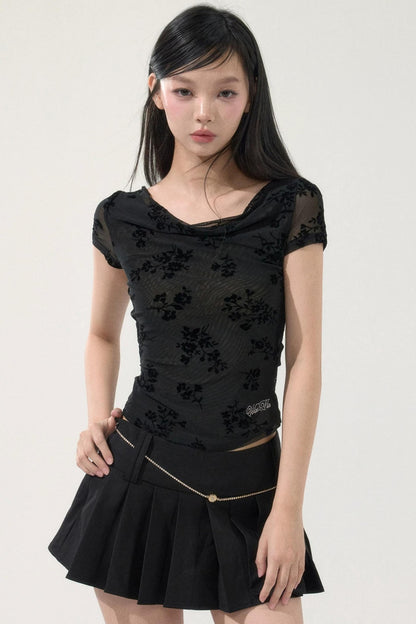 Romantic Velvet Floral Top