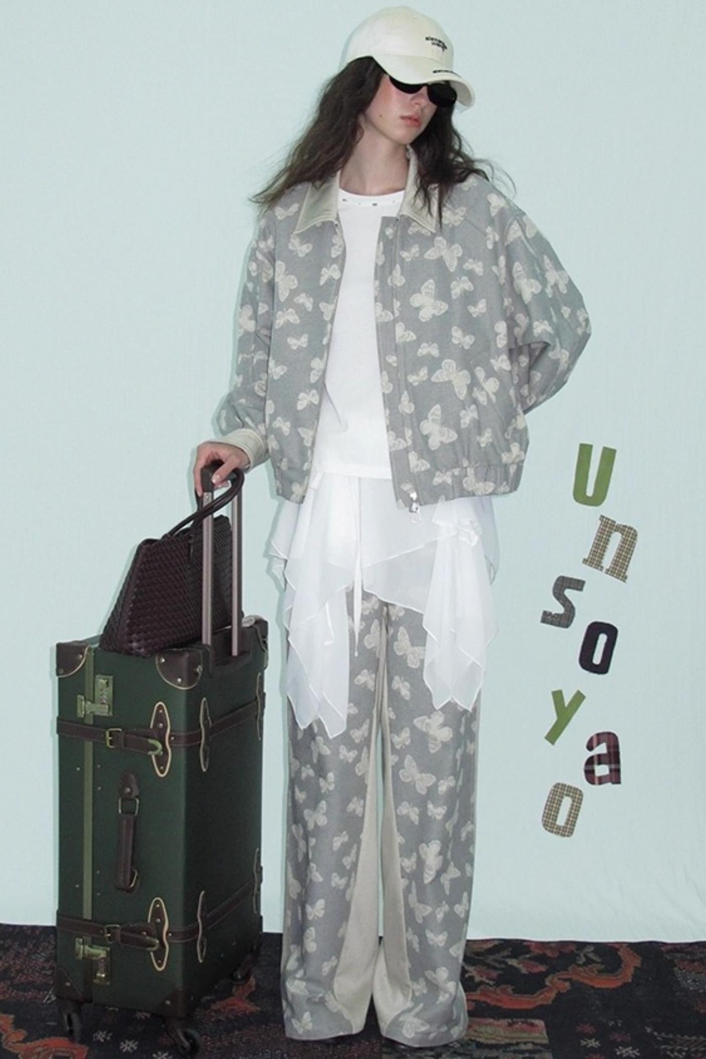 Jacquard Denim Baseball Jacket