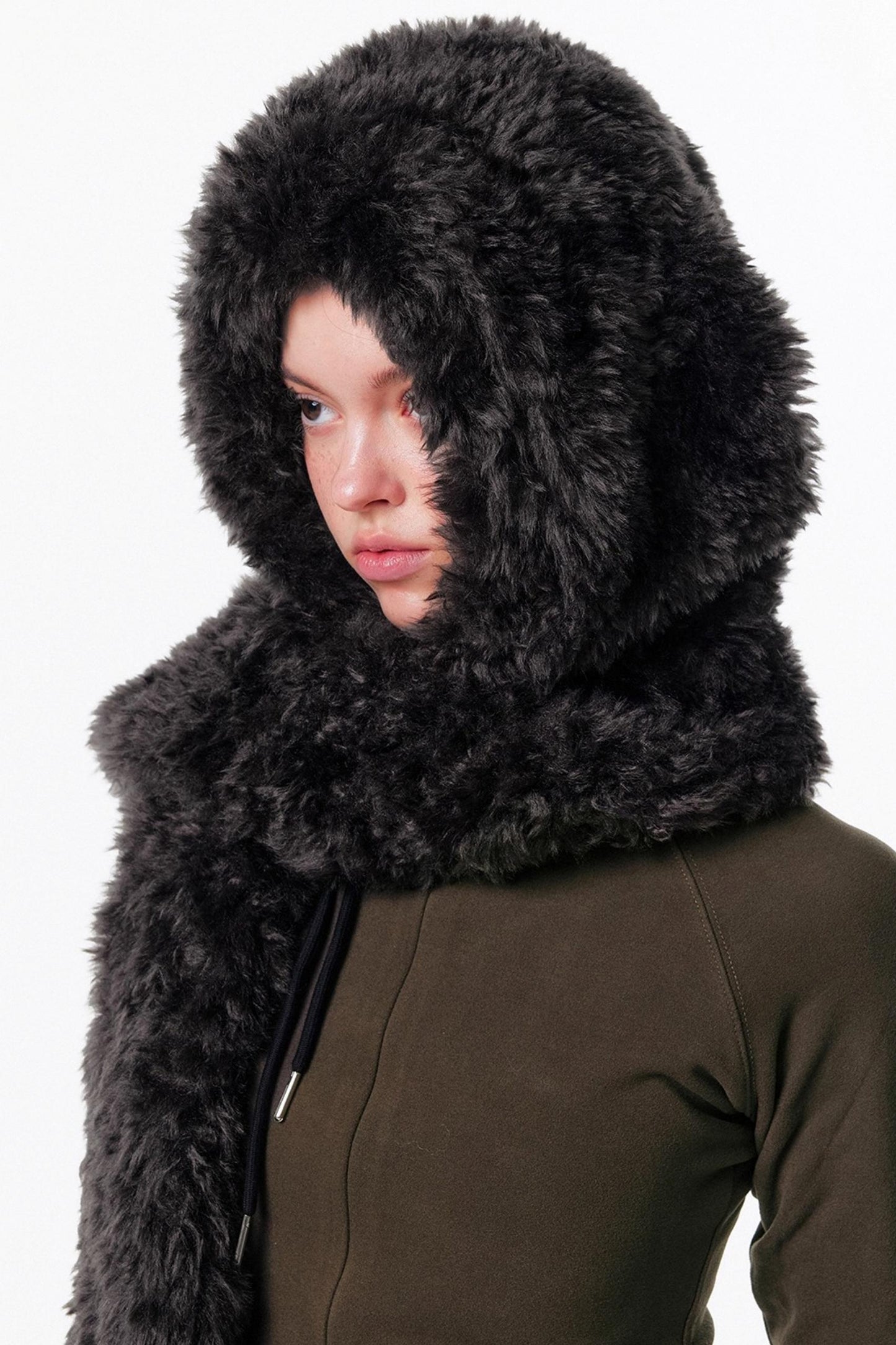 Eco-Friendly Fur Hooded Scarf