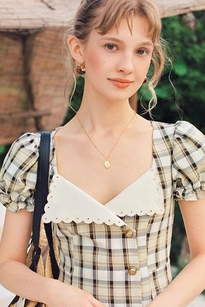 Moon Flower Vintage Yellow A-Line Dress