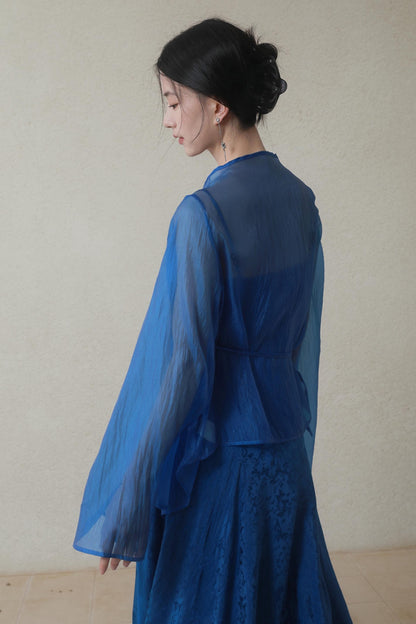 Blue Mesh Tie Sun Shirt