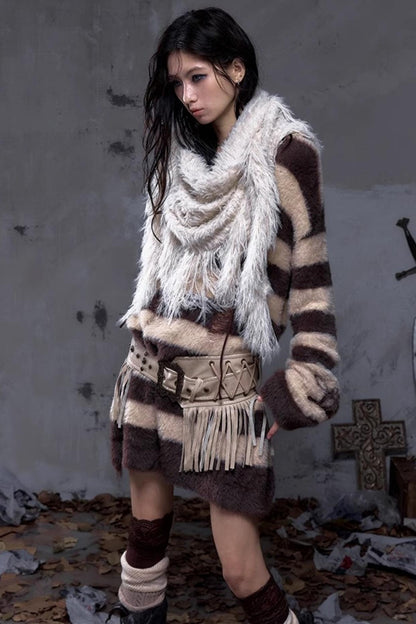 Vintage Fringe Triangle Scarf