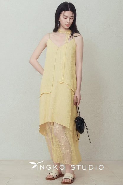 Yellow Patchwork Slip Dress
