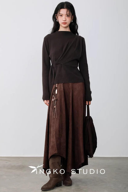 Chestnut Brown Deconstructed Sweater