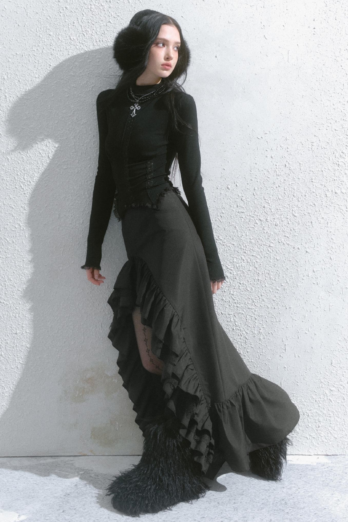 High-Waisted Slimming Long Skirt