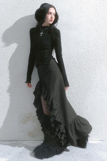 High-Waisted Slimming Long Skirt