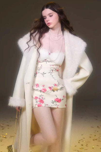 프린트 울 튜브 원피스 세트