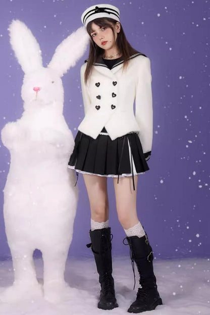 Golden Mink Sailor Collar Jacket