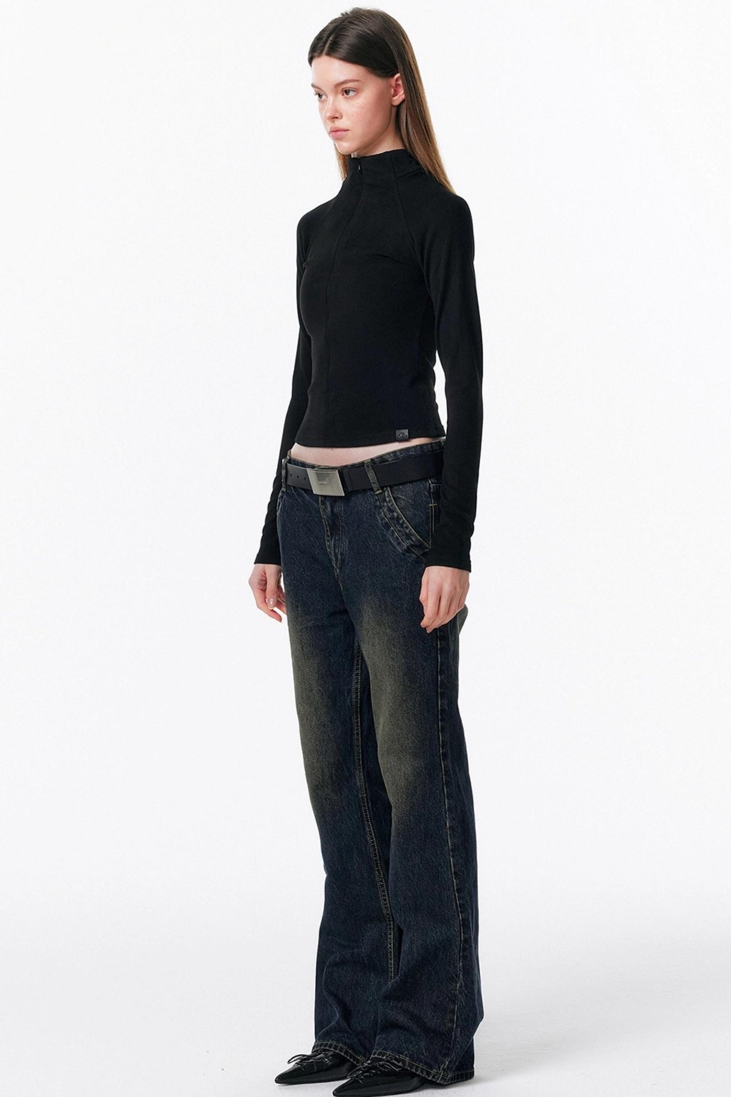 Retro Washed Micro-Flared Jeans