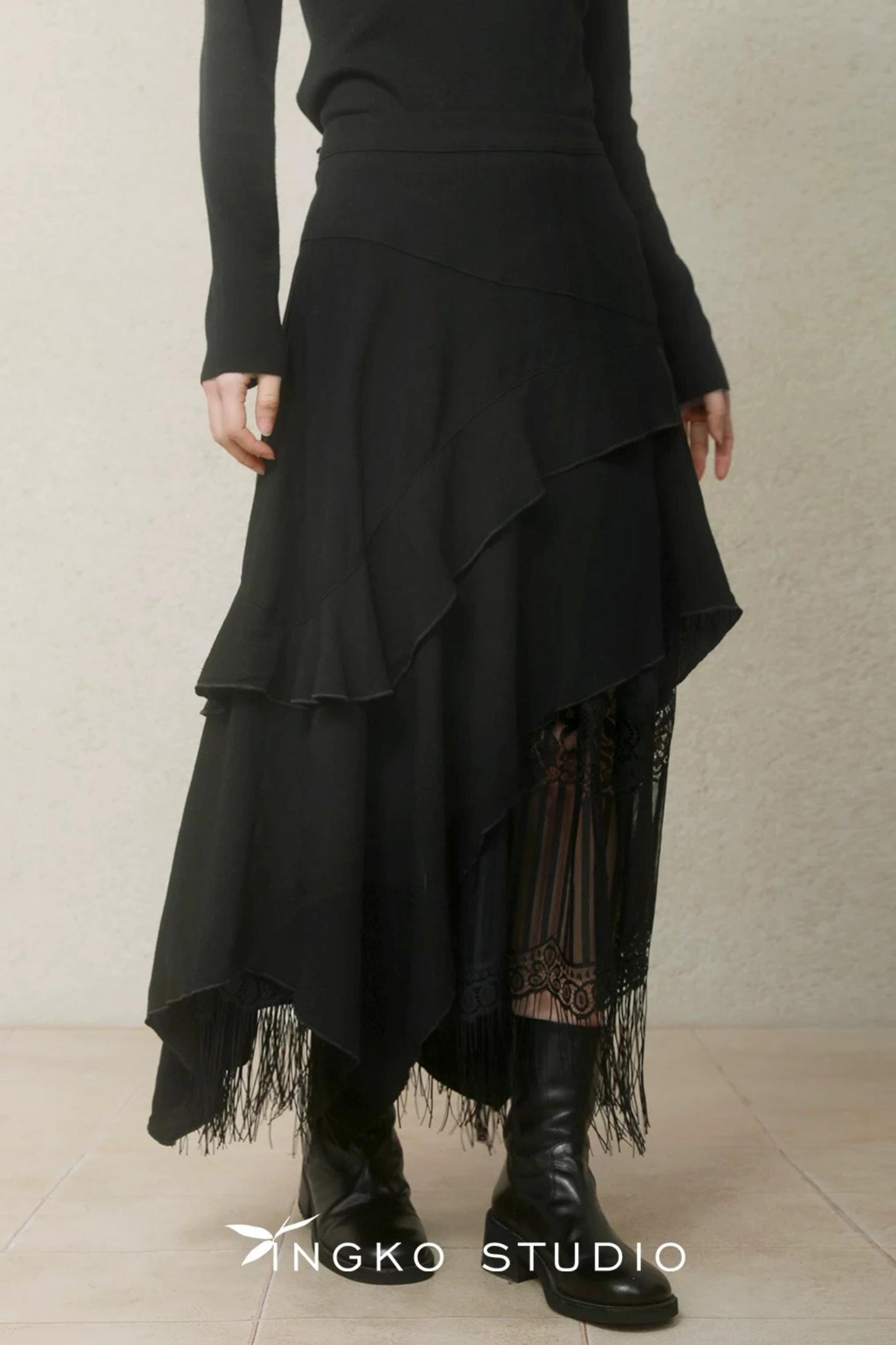 Layered Asymmetrical Lace Skirt