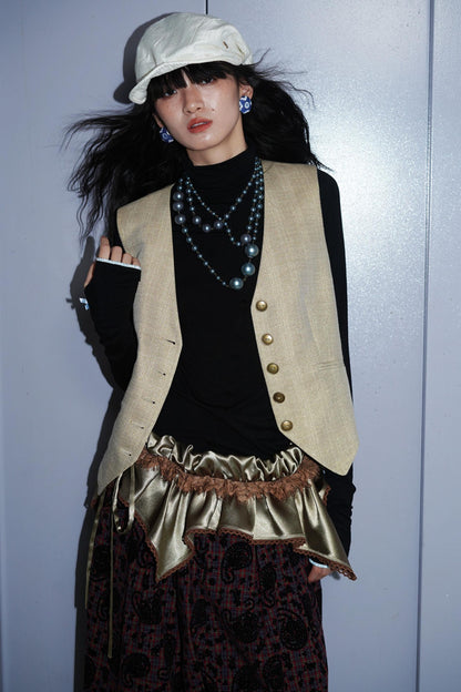 Shimmering Satin Short Skirt Curtain