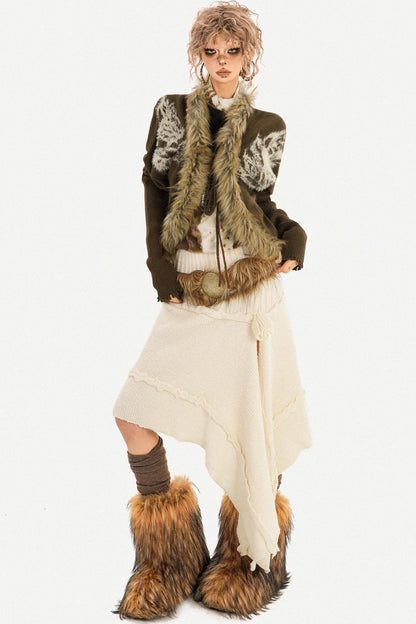 Retro Barn-Style Knit Cardigan