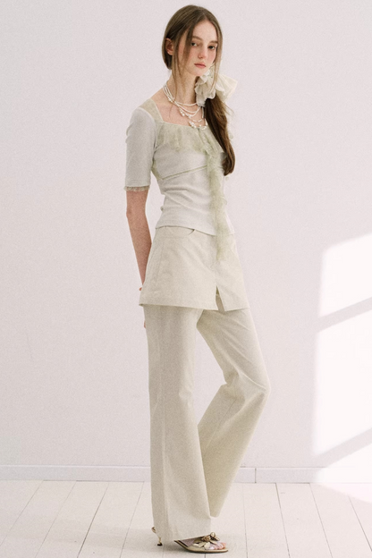 Original Gray-Green Lace Knit Top