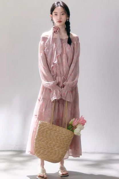 Misty Rose Off-Shoulder Dress