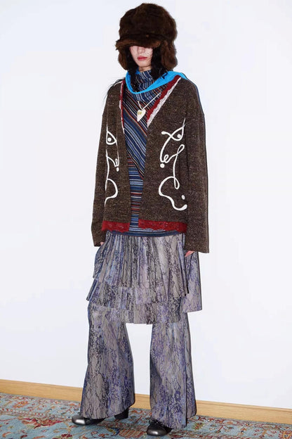 Retro Lace Knitted Cardigan