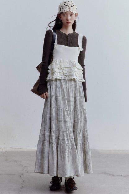 Check Layered Cake Skirt