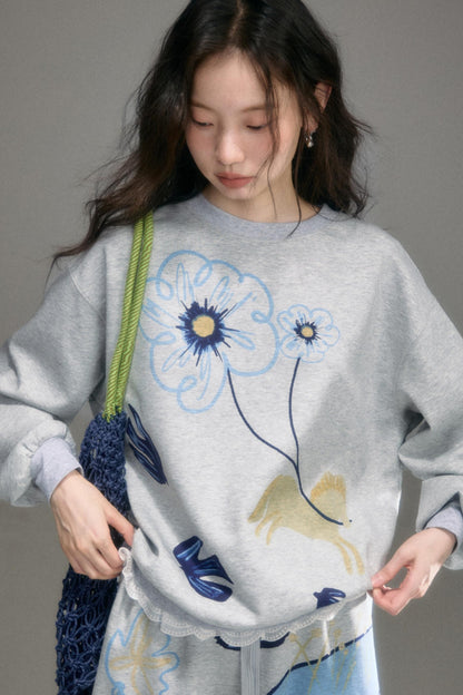 Flying Bird Print Skirt