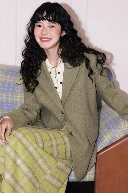 Casual Moss Woolen Suit Jacket