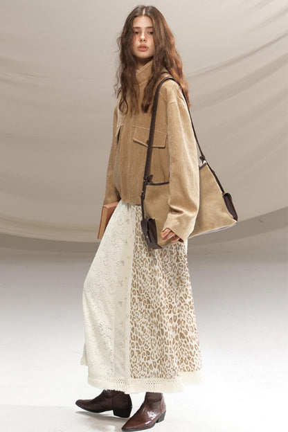 Beaded Silk Leopard Skirt