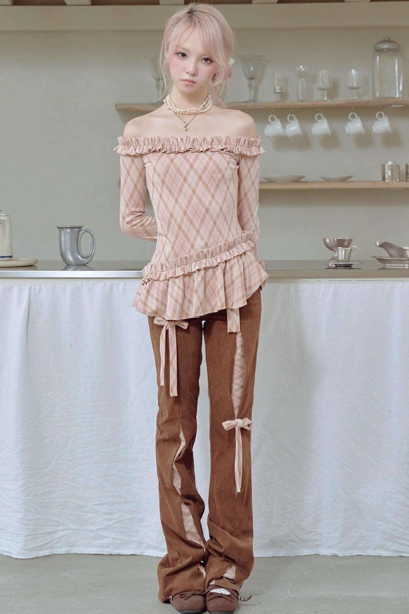 Corduroy Patchwork Flared Pants