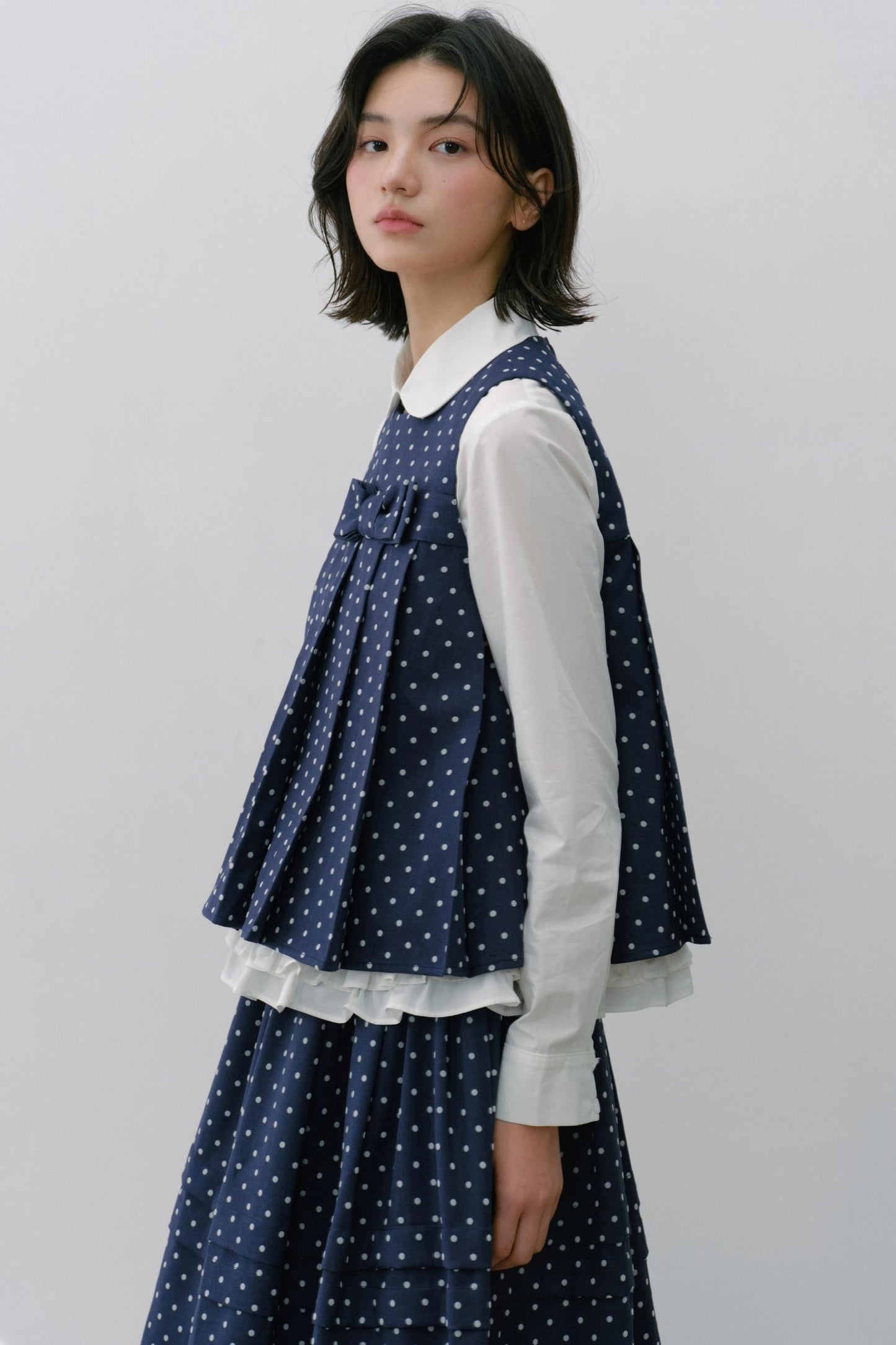 Navy Polka Dot Puffy Skirt Set-Up