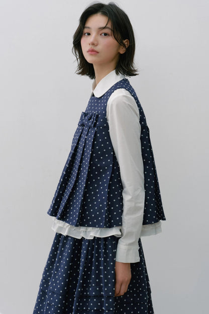 Navy Polka Dot Puffy Skirt Set-Up