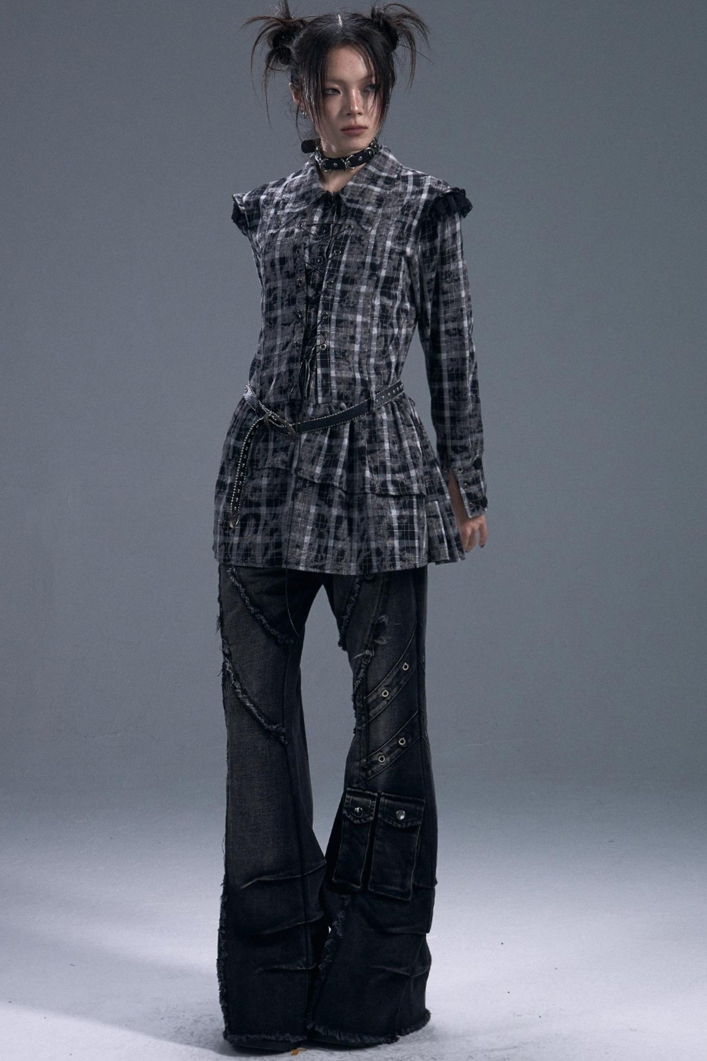 Casual Distressed Punk Bootcut Jeans