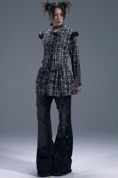 Casual Distressed Punk Bootcut Jeans