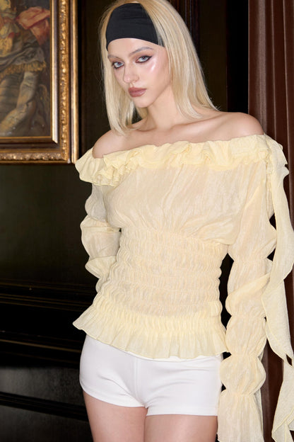 Tencel Handmade Pleated Lace Top