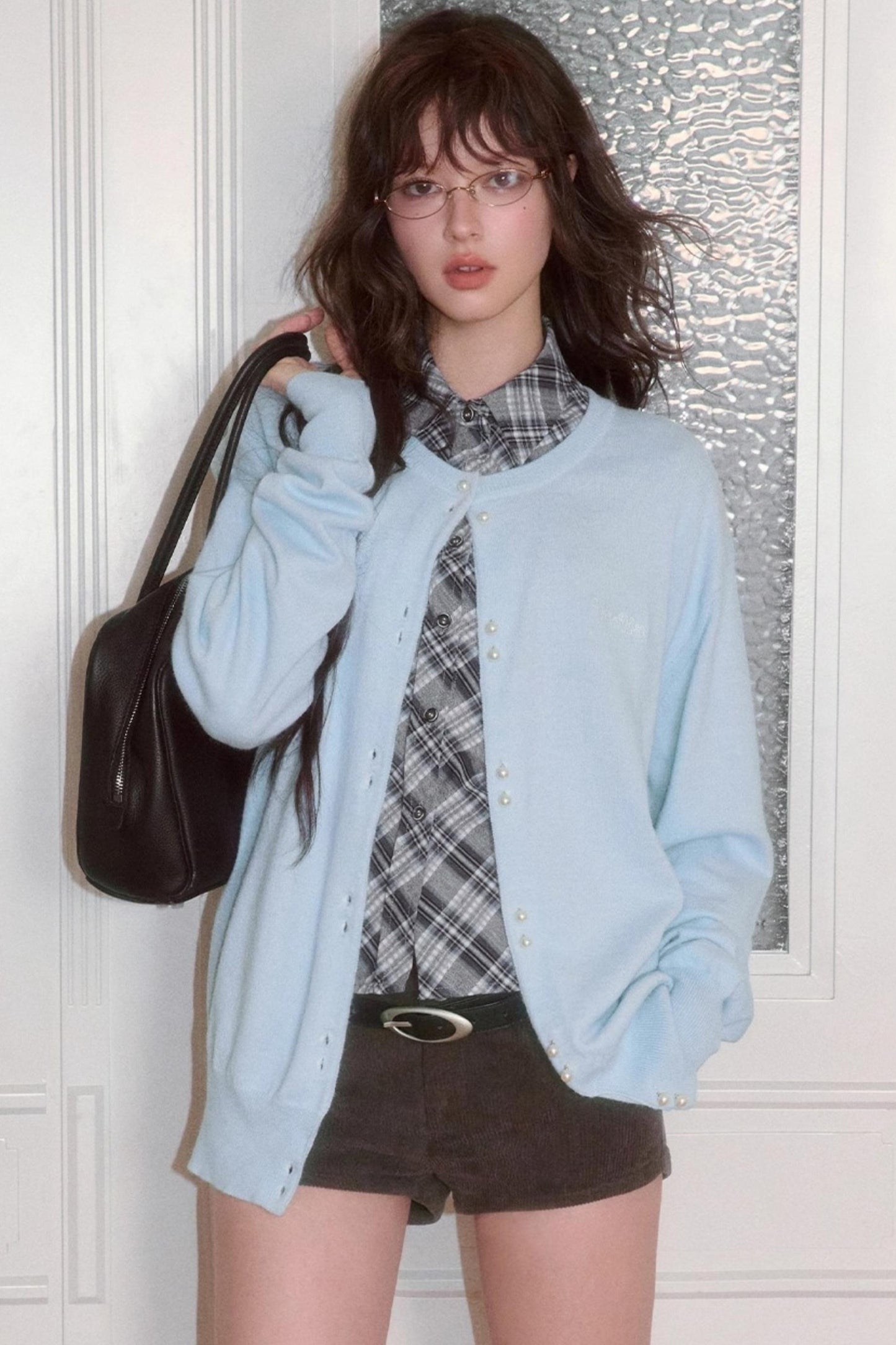 Versatile Pearl Buckle Knit Cardigan