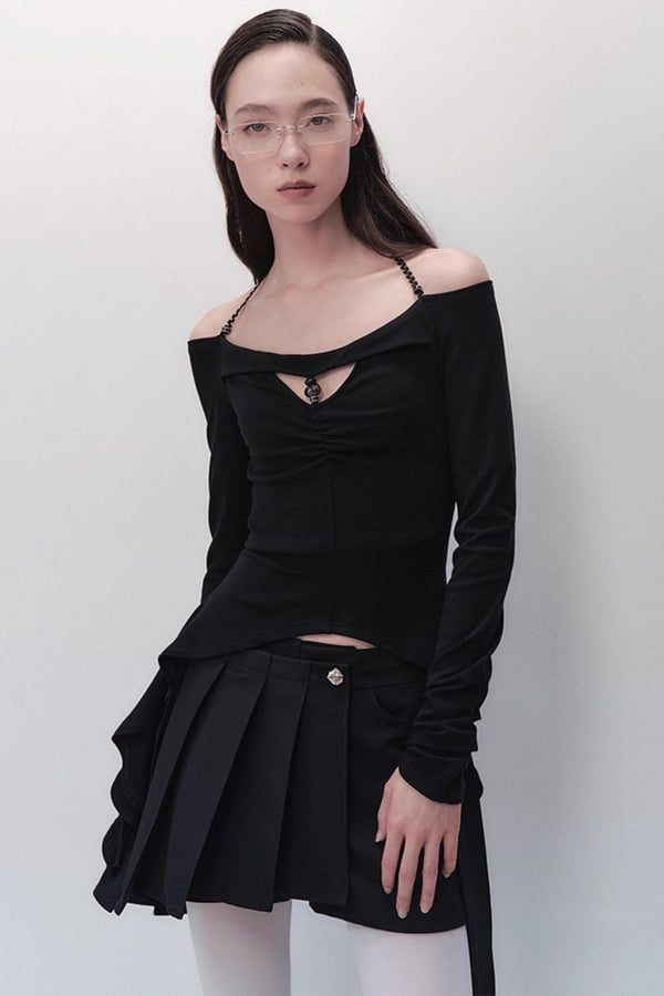 Dreams Weaving Thin One-Shoulder V-Neck T-Shirt