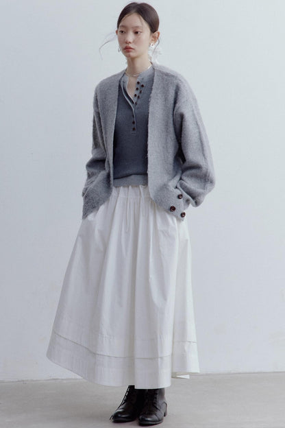 Pure Cotton Layered Shirring Skirt