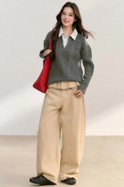 Skirt Curtain High-Waisted Loose Pants