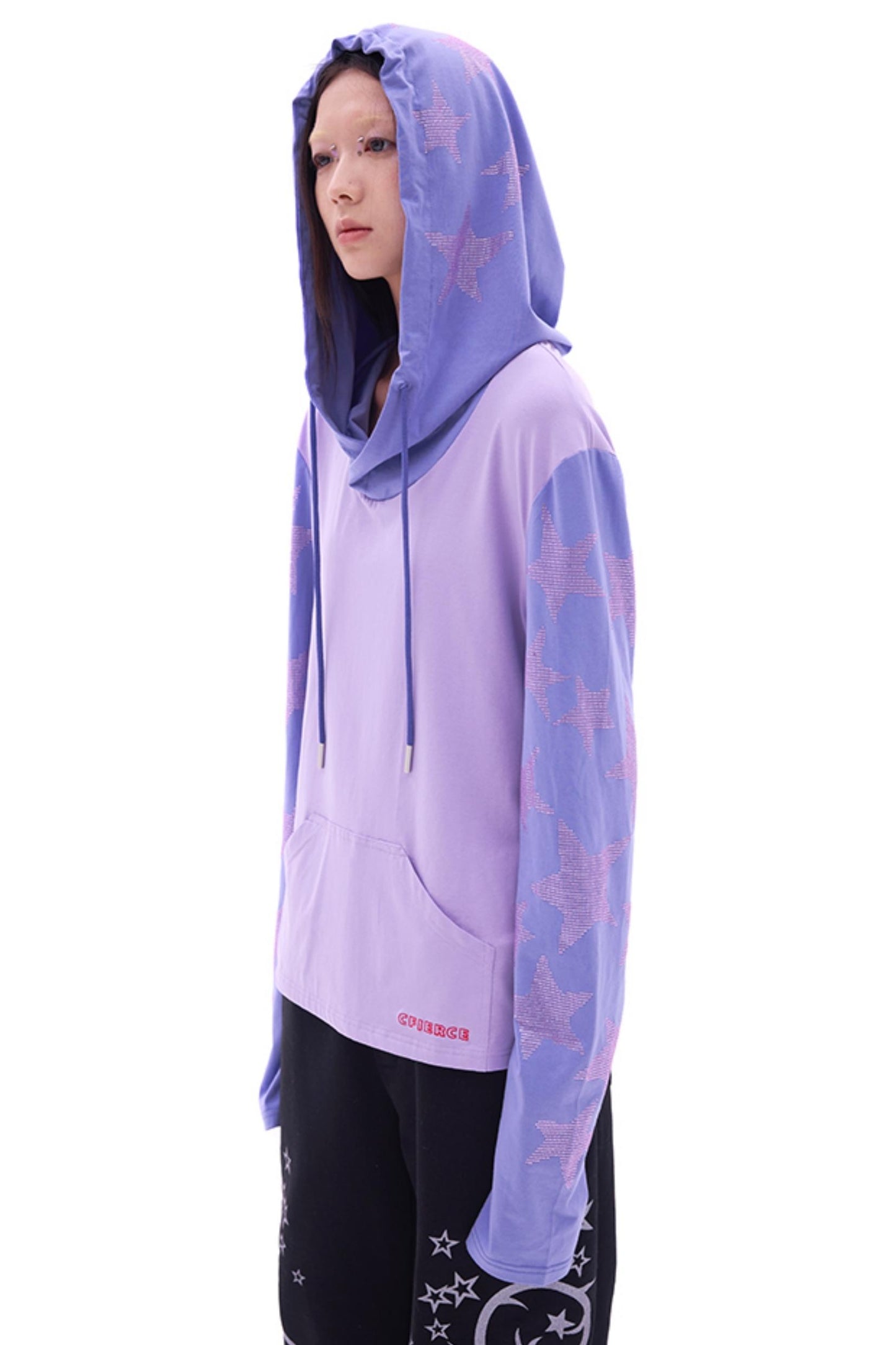 CFIERCE five-pointed star perm long-sleeved hoodie