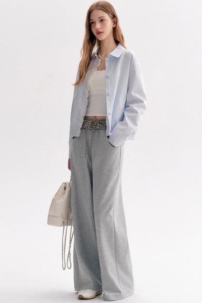 Lazy Contrast Wide-Leg Sweatpants