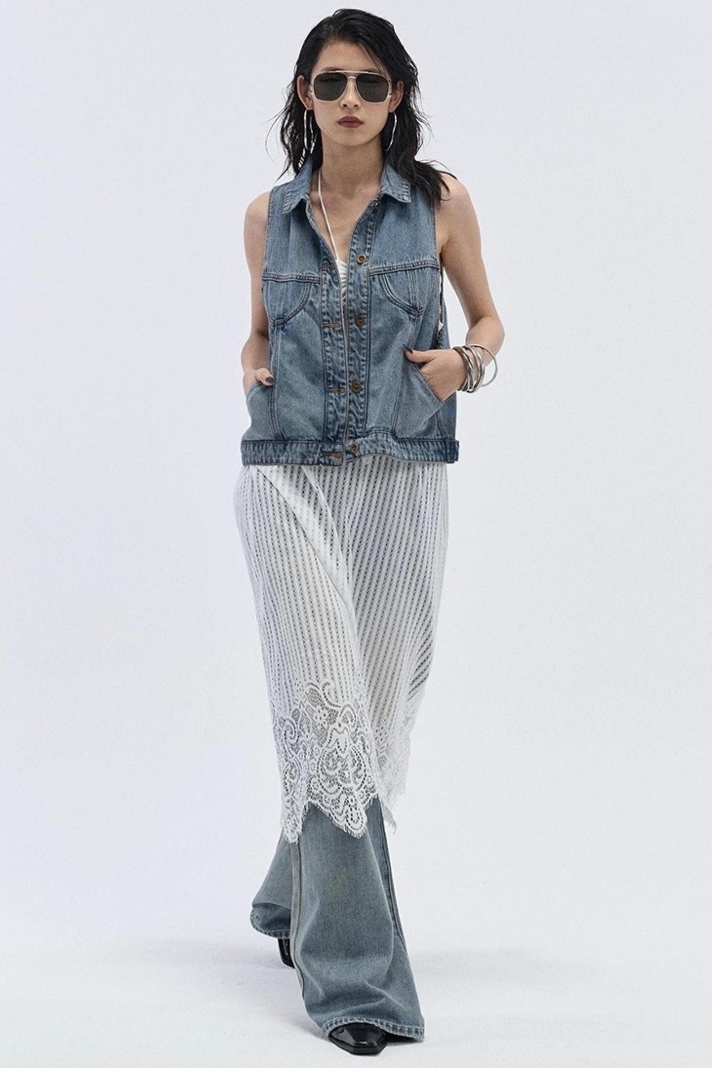 Summer Blue Washed Denim Vest