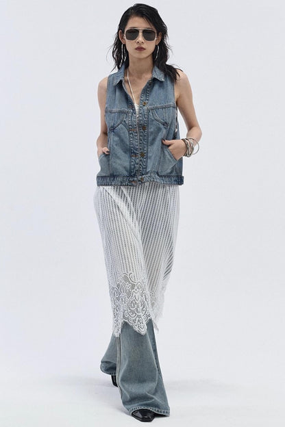 Summer Blue Washed Denim Vest