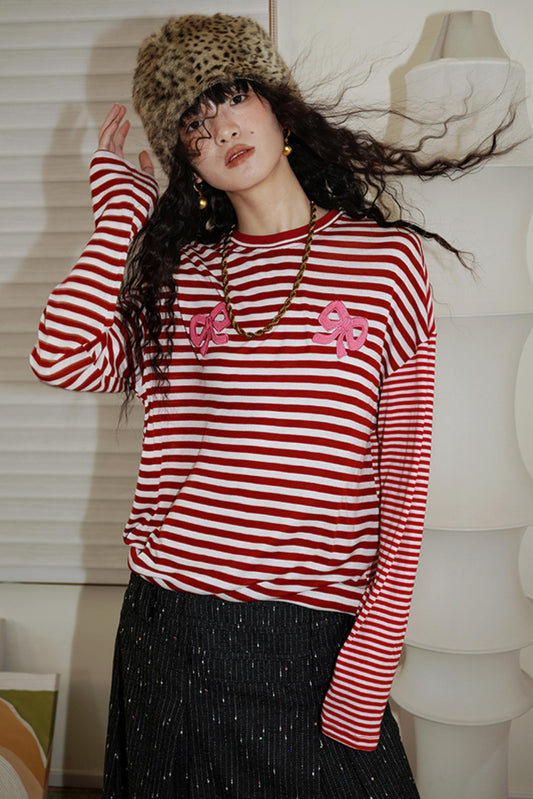 Loose Fit Wool Knit Striped T-Shirt